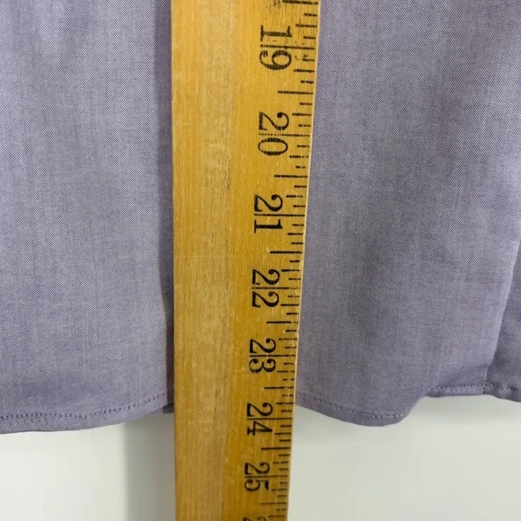 Foxcroft Womens Sz 4 Fitted Button Front Shirt Purple 3/4 Sleeve Non-Iron Cotton - Picture 8 of 8